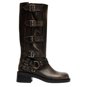 Steve Madden Leather Buckle Moto Boots